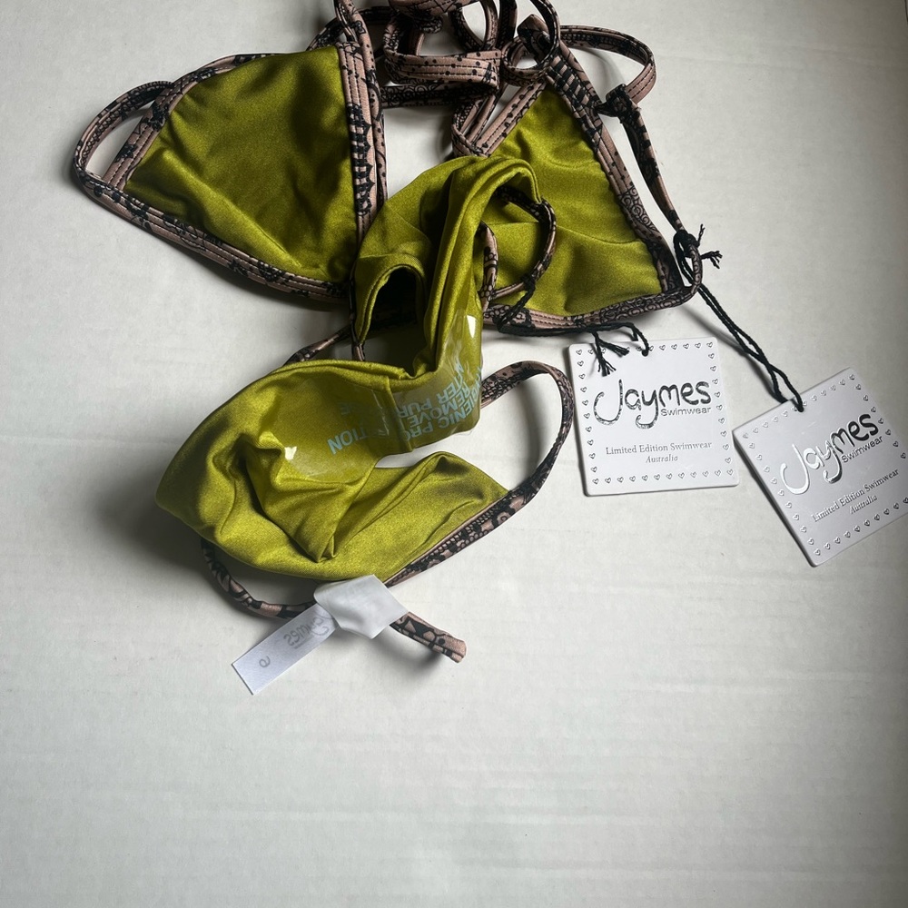 NWT - Jaymes Ltd Edition Swimwear - Green/ Brown - Size: Top 8 / Bottom 6